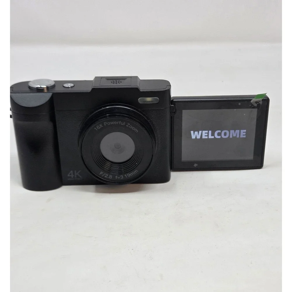 4K Digital Vlogging Camera 16X Zoom Flip Screen w/ 64GB SD Card Black